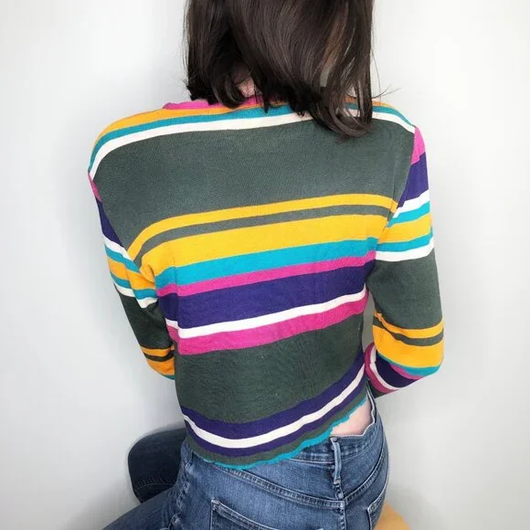 Vintage Missoni Knit Sweater Cropped Distressed Long Sleeve Blouse Top Shirt - Picture 2 of 8